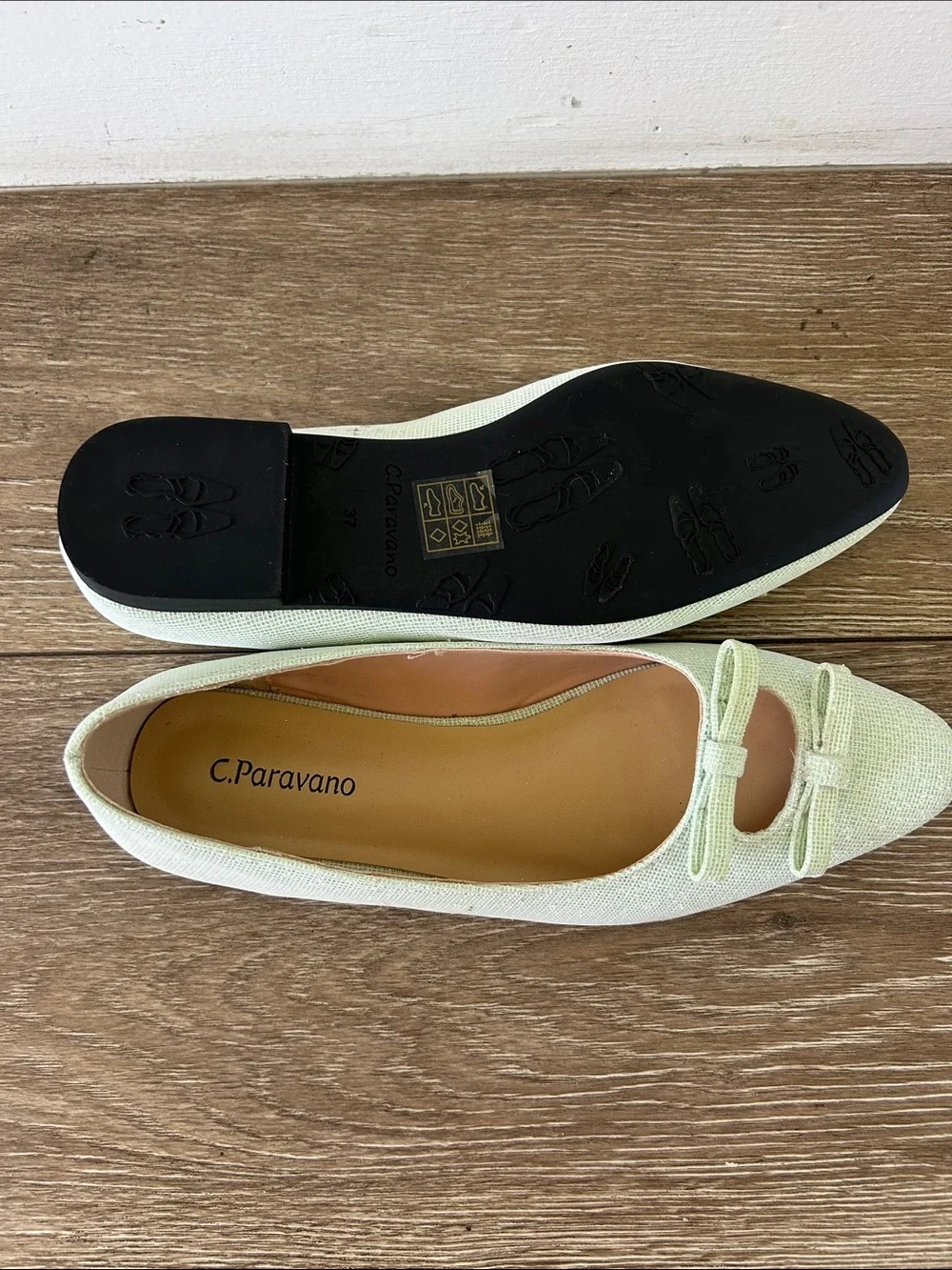 C.Paravano Mint Green Bow Ballet Flats size 37
